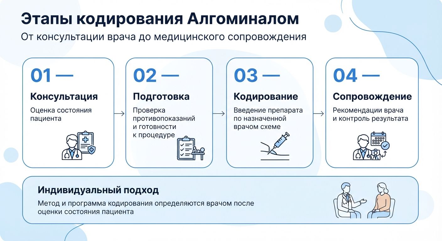 Кодирование препаратом «Алгоминал» в Боготоле инфографика
